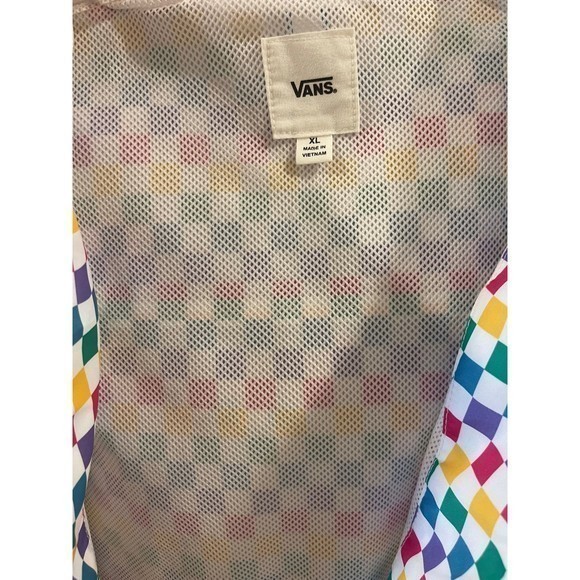 VANS Kastle Rainbow Checkered Mesh Hooded Full Zip Windbreaker Jacket Youth XL - Picture 4 of 8